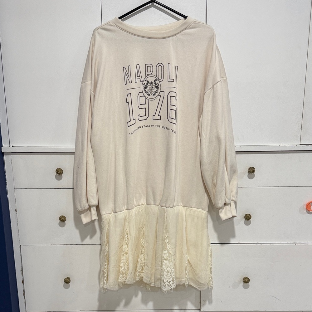 Pilcro lace sweatshirt dress